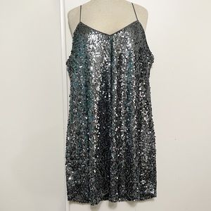 Express Sequined Gray Mini Dress